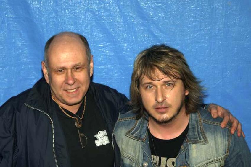 Hudobný skladateľ a muzikant Pavel Šindler s lídrom kapely Gladiátor Mikom Hladkým