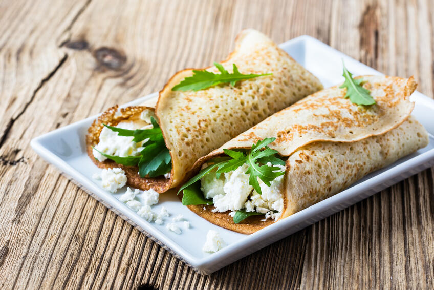 Tvarohové palacinky s rukolou 