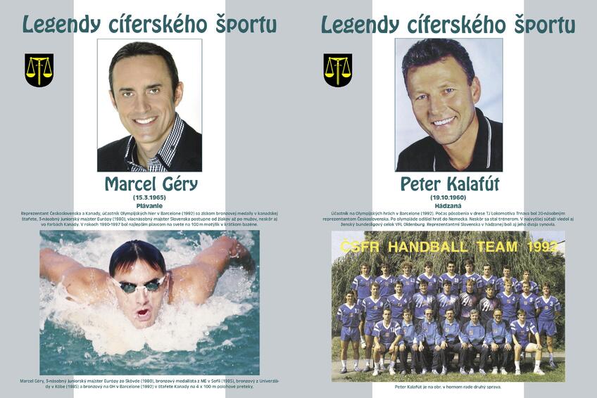 PORTRÉTY: Miesto v galérii majú aj olympionici z OH 1992 v Barcelone, plavec Marcel Géry a hádzanár Peter Kalafút. 