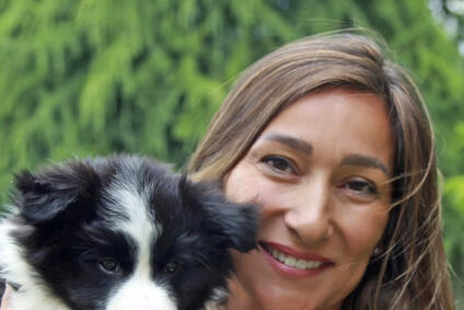 Plavkyňa Martina Moravcová so svojim psíkom