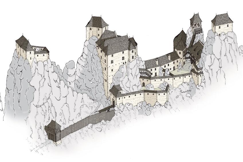 Súľovský hrad: Dodnes sa zachovali iba ruiny, ktoré splývajú s okolitými skalnými bralami.