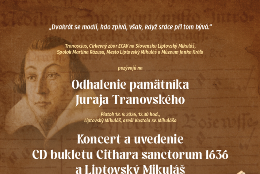 Evanjelici si pripomenú 390 rokov Cithary Sanctorum: Pamätník Jurajovi Tranovskému odhalia za účasti prezidenta Petra Pellegriniho